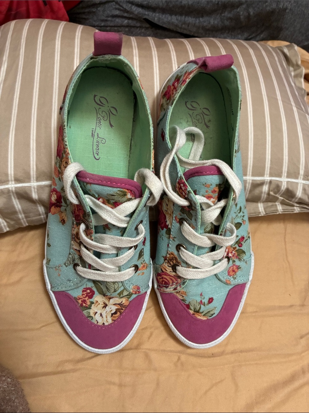 Poetic License Floral Mint and Mauve Lace-Up Sneakers